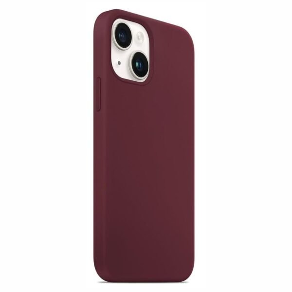 Second image of iPhone 15 Silicone Case – Solid Wine Soft-Touch Protective Cover | Slim & Stylish Phone Case