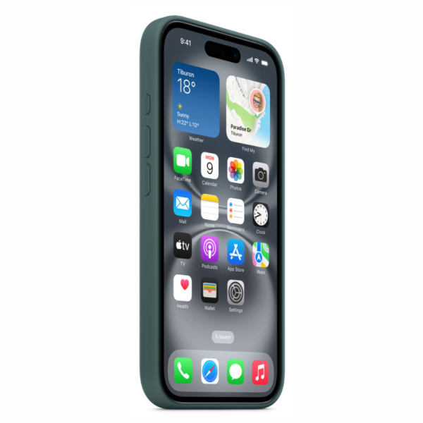 Second image of iPhone 16 Silicone Case – Lake Green Soft-Touch Protective Cover | Slim & Stylish Phone Case
