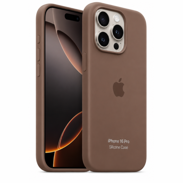 iPhone 16 Pro Silicone Case – Coffee Brown Soft-Touch Protective Cover | Slim & Stylish Phone Case