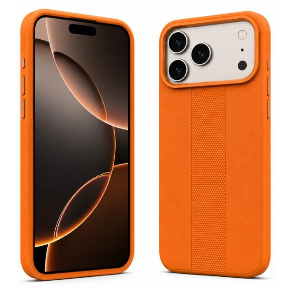 Second image of iPhone 17 Pro Premium Case – Luxury Orange Designer Cover with Textured Grip | CaseTown